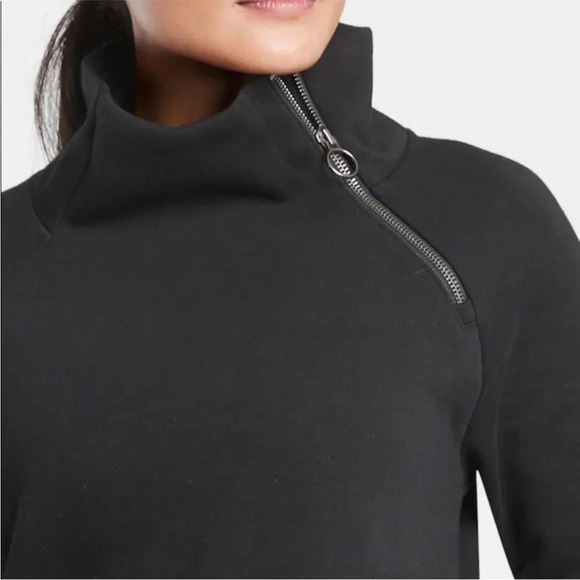 Athleta Cozy Karma Asym Sweatshirt Dress Black Athleisure Winter Lounge XXS NEW! - Picture 4 of 13
